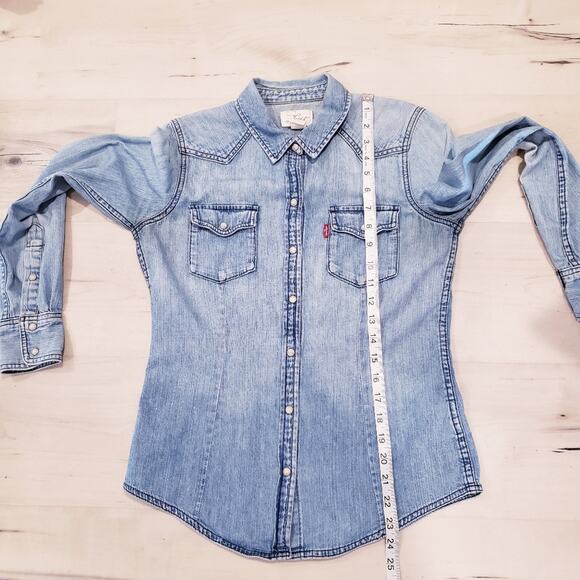 Levi's Western Denim Pearlized Snap Button Y2k Shirt - Picture 5 of 6